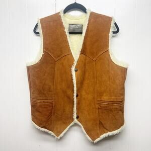 Men's Suede Sherpa Western Cowboy Southwestern Rodeo Festival Fall Winter Vest